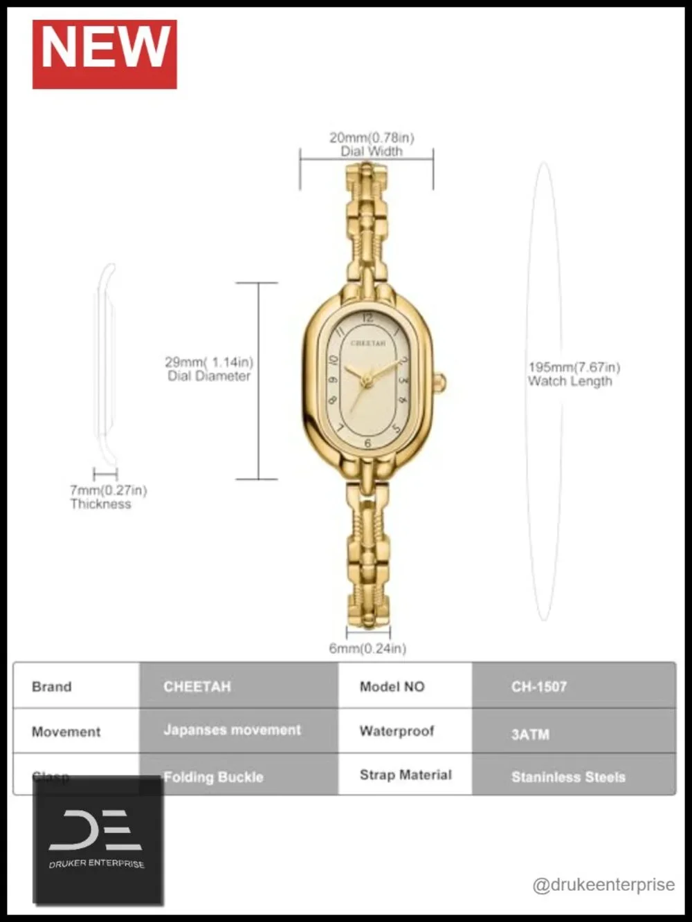 Gold Dainty Bangle Watch, Small Vintage Bracelet, Easy Read Numeral Dial,